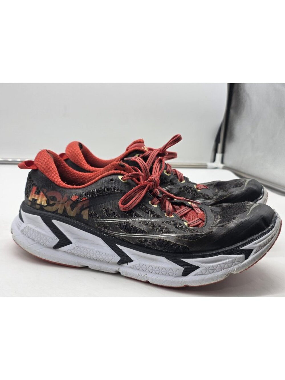 Hoka One One Odyssey 2 Shoes Womens Size 9.5 Black Mesh Running Sneakers Damaged